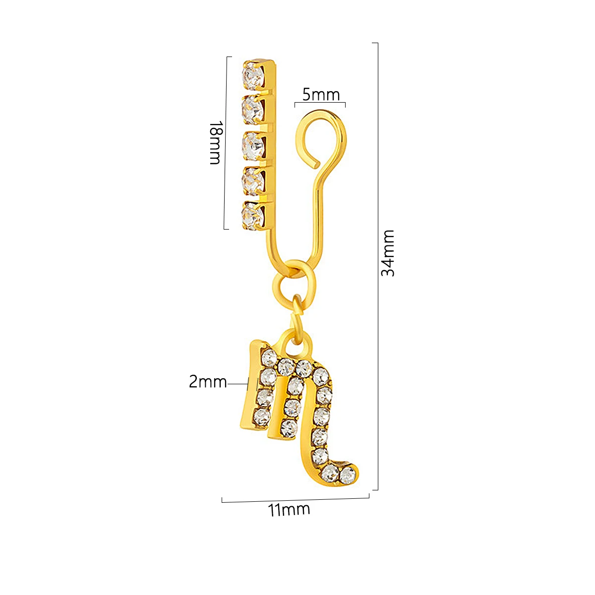 Body Jewelry Ear Piercing - 2แพ็คที่หนีบหูโลหะเซอร์คอน12คลิปหูจักรราศีแบบไม่เจาะรูจมูกปลอมแบบเกลียวกระดูกอ่อนเครื่องประดับร่างกายแบบไม่เจาะ