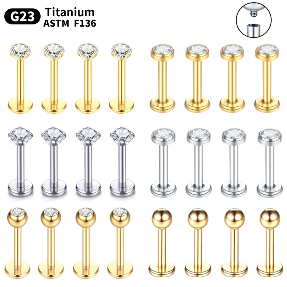 Body Jewelry Lip Ring - 10ชิ้นเจาะห่วงไทเทเนียม G23 16กรัมต่างหูสตั๊ดเกลียวจมูกเจาะ tragus Helix กระดูกอ่อนเจาะร่างกายเครื่องประดับ