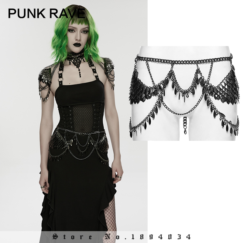 Body Jewelry Metal Types - PUNK RAVE โซ่คาดเอวโลหะผสมอะลูมิเนียมสไตล์พังก์สำหรับผู้หญิง เหมาะสำหรับรูปร่างที่แตกต่างกัน อุปกรณ์เสริมสำหรับงานปาร์ตี้และคลับ