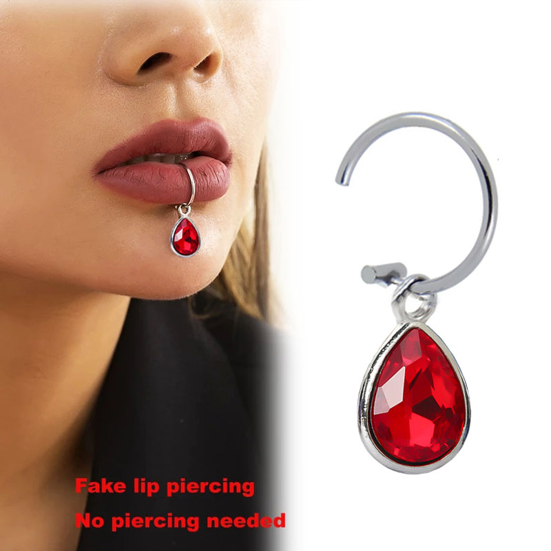 Body Jewelry Lip Ring - 1Pc Fake Piercing Lip คลิปบุคลิกภาพ Waterdrop