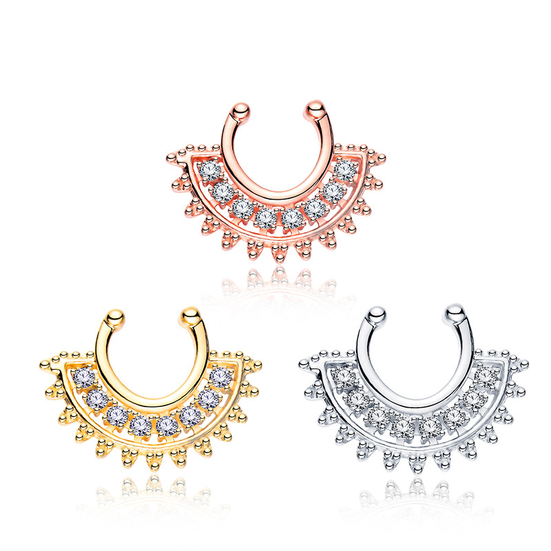 Body Jewelry Metal Types - 1PCS U-type Fake Septum Clicker ไม่เจาะจมูกคลิปแขวน