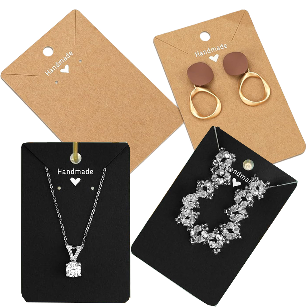 Body Jewelry Display - 50pcs 6x9 ซม.Handmade With Love สร้อยคอต่างหูกระดาษการ์ดแสดงผลแท็กแขวนสําหรับ