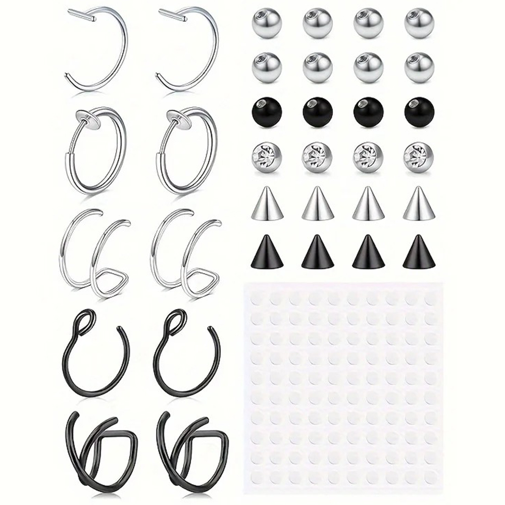 Body Jewelry Lip Ring - เครื่องประดับเจาะปลอม แหวนเจาะปากปลอม แหวนเจาะจมูกปลอม ห่วงเจาะปลอม แหวนเจาะลายกัดงูปลอม แหวนเจาะคิ้วปลอม
