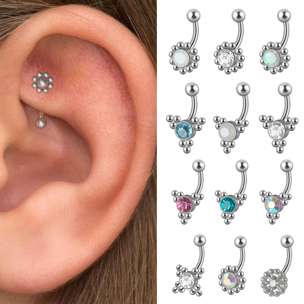 Rook Curved Barbell - 1PC G23 ไทเทเนียม 16G คริสตัล Rook