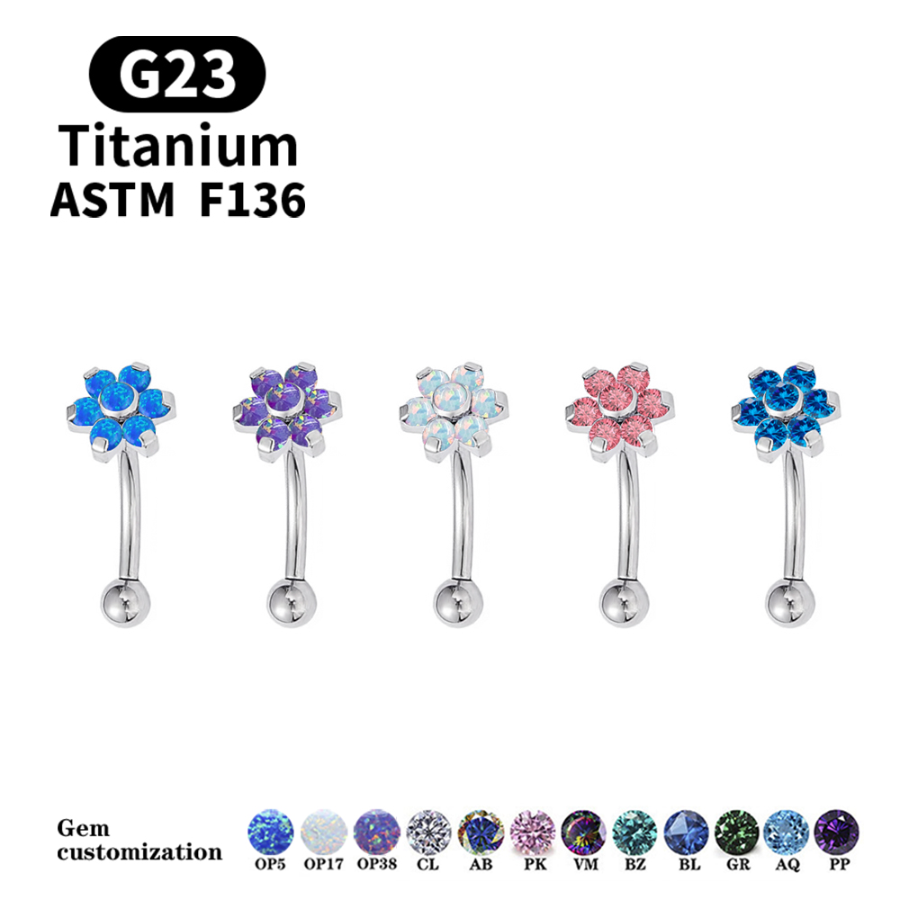 Body Jewelry Metal Types - 16G โรแมนติกแหวนสำหรับผู้หญิง ASTM F136 G23ไทเทเนียมดอกไม้ที่สวยงามประเภท Piercing