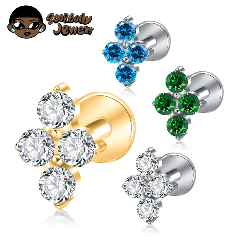 Zoor Body Jewelry - ASTM F136 ไทเทเนียมเจาะ 16G CZ Labret