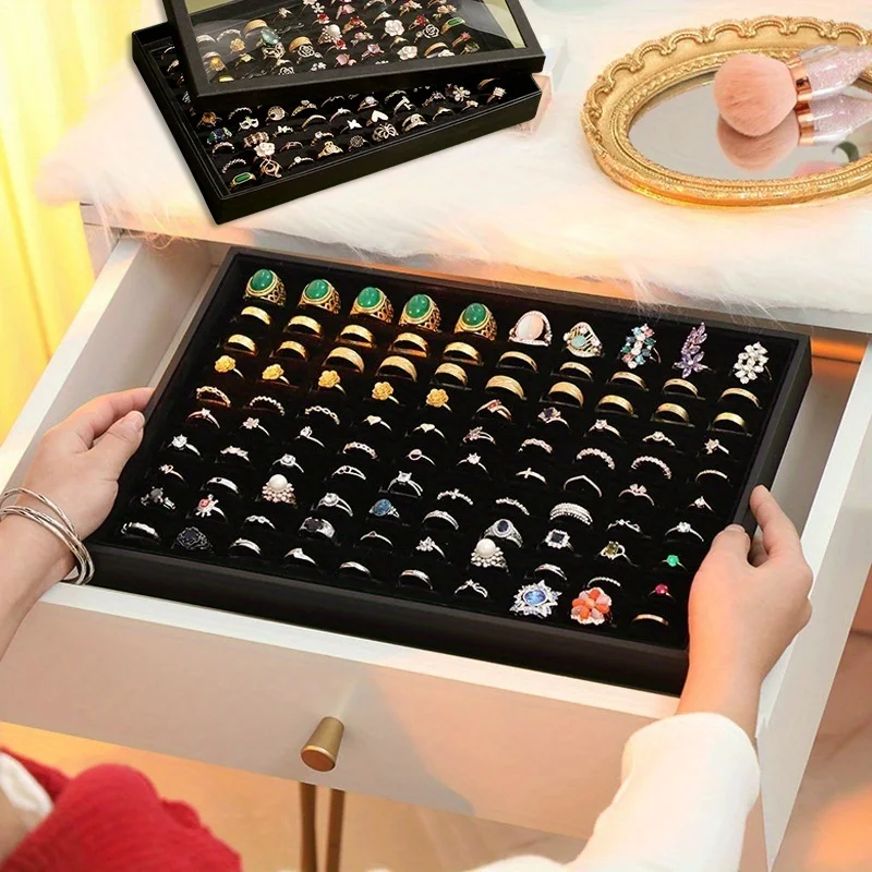 Body Jewelry Display - ถาดโชว์แหวน ชุด 1 ชิ้น พร้อมที่วางจัดระเบียบเครื่องประดับ สำหรับขายแหวน