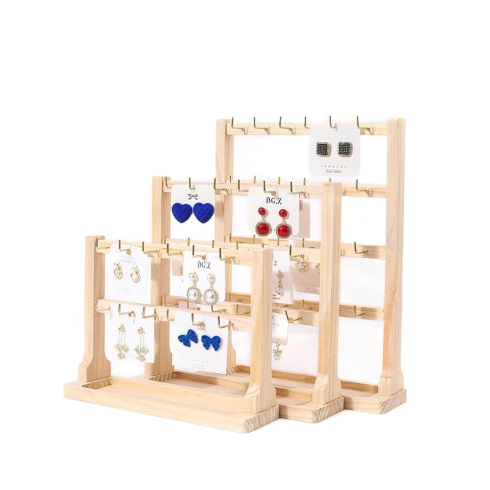 Body Jewelry Display - ขาตั้งโชว์สร้อยคอไม้แท้ พร้อมตะขอแขวนต่างหูและเครื่องประดับแบบถอดได้