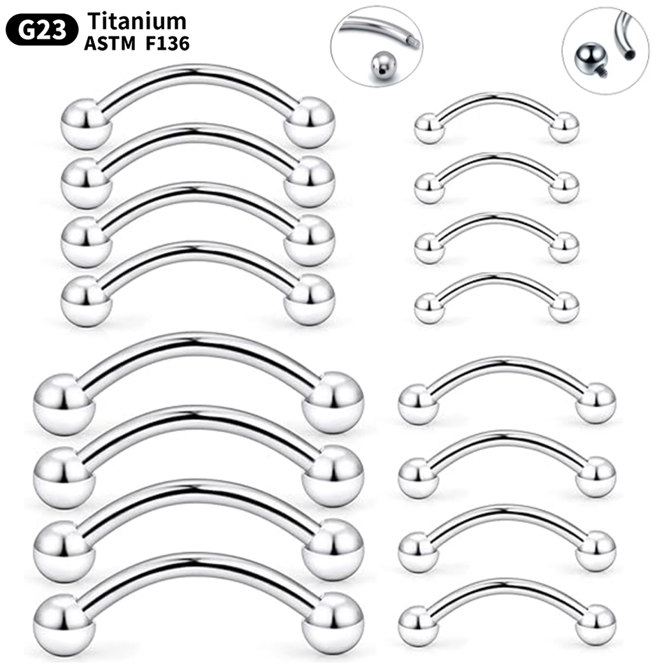 Rook Curved Barbell - 1 PC ไทเทเนียมเจาะโค้ง Barbell แหวนคิ้วกล้วยเจาะภายในและภายนอกกระดูกอ่อน Rook