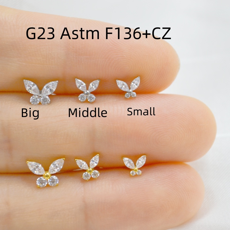 Rook Curved Barbell - 10ชิ้น16กรัม G23ไทเทเนียม ASTM F136ส่องแสง CZ เกลียวภายในแท่ง