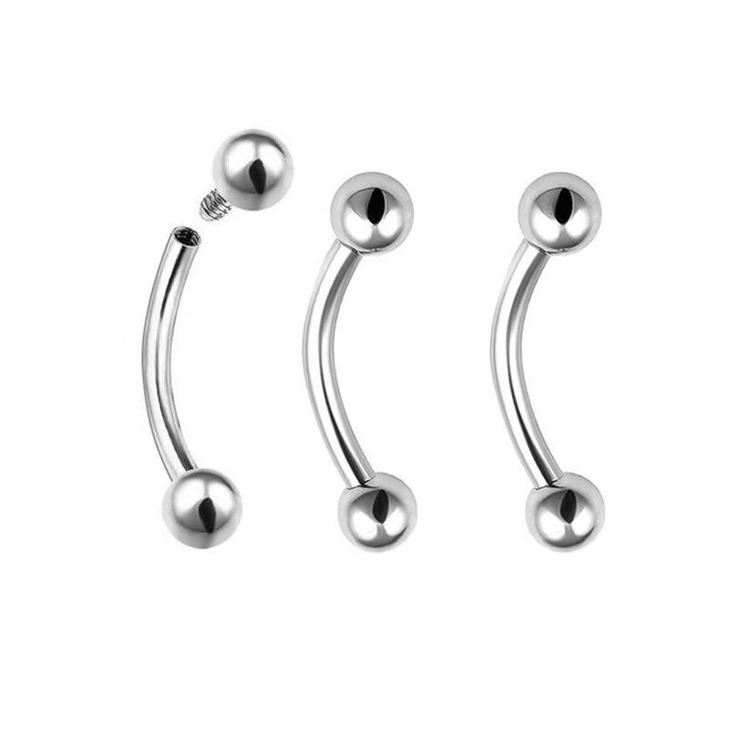 Zoor Body Jewelry - ต่างหูไทเทเนียม 16G 14G แบบเกลียวใน รูปทรงโค้ง สำหรับเจาะคิ้ว