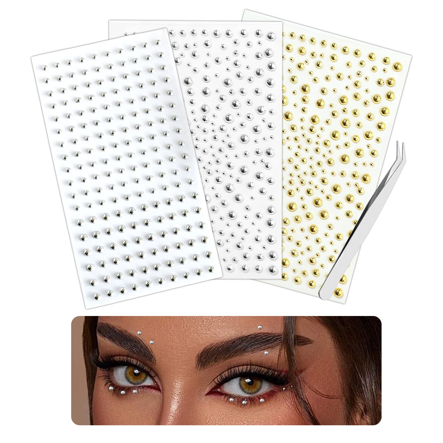 Body Jewelry Lip Ring - สติกเกอร์แหวนร่างกายใบหน้ากาวตัวเองอัญมณี Piercings ปลอมชุดพร้อมกับกีดเงิน Rhinestone Studs สำหรับจมูก
