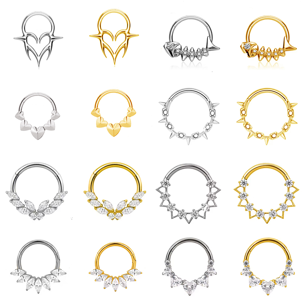 Rook Curved Barbell - ต่างหูห่วงทรงเปลือกหอยไทเทเนียม G23 1 ชิ้น แบบสองชั้น เครื่องประดับเจาะหูแบบคลิกเก็บได้