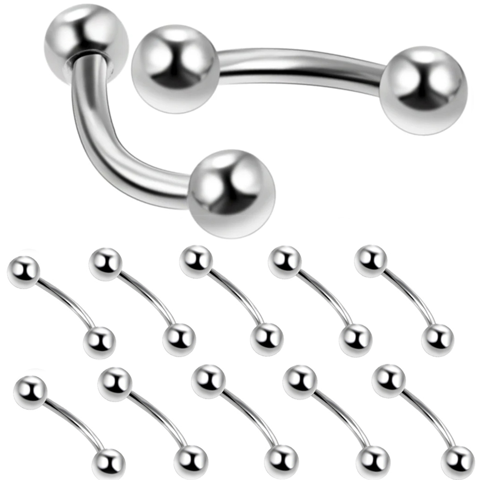 10 ชิ้น/ล็อตเหล็กคิ้วกล้วยเจาะ - Rook Curved Barbell บทวิจารณ์และราคา