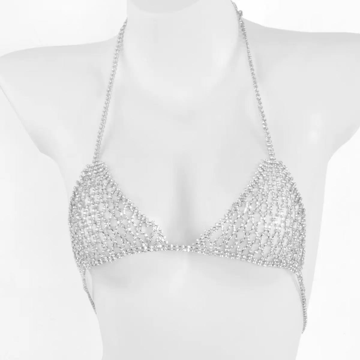 1 เส้นโซ่คล้องอกตาข่ายประดับเพ - Body Jewelry Chest บทวิจารณ์และราคา