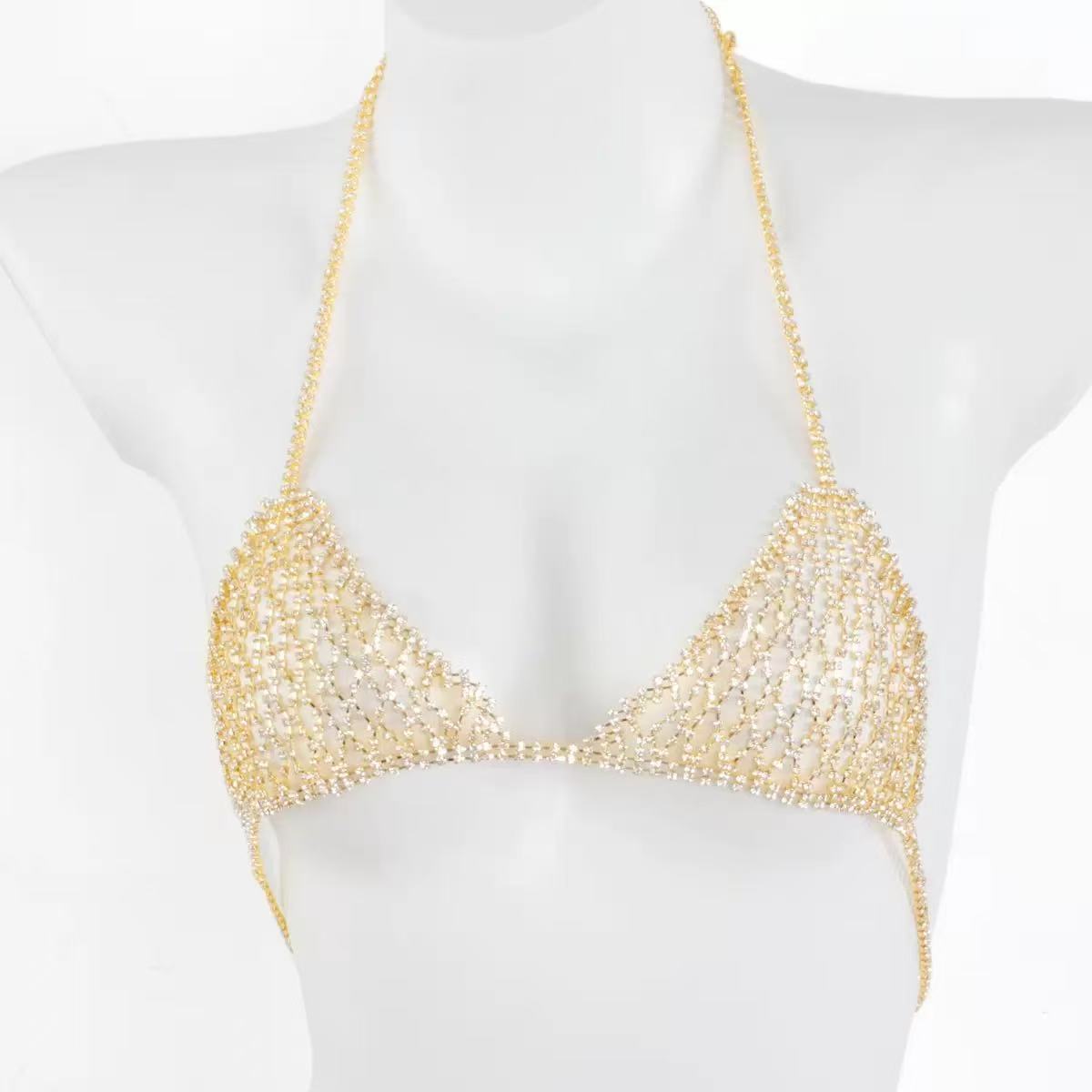 1 เส้นโซ่คล้องอกตาข่ายประดับเพ - Body Jewelry Chest บทวิจารณ์และราคา