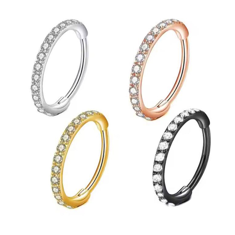 แหวนจมูกใส 16G ประดับเพชร CZ ว - Body Jewelry Ear Piercing บทวิจารณ์และราคา