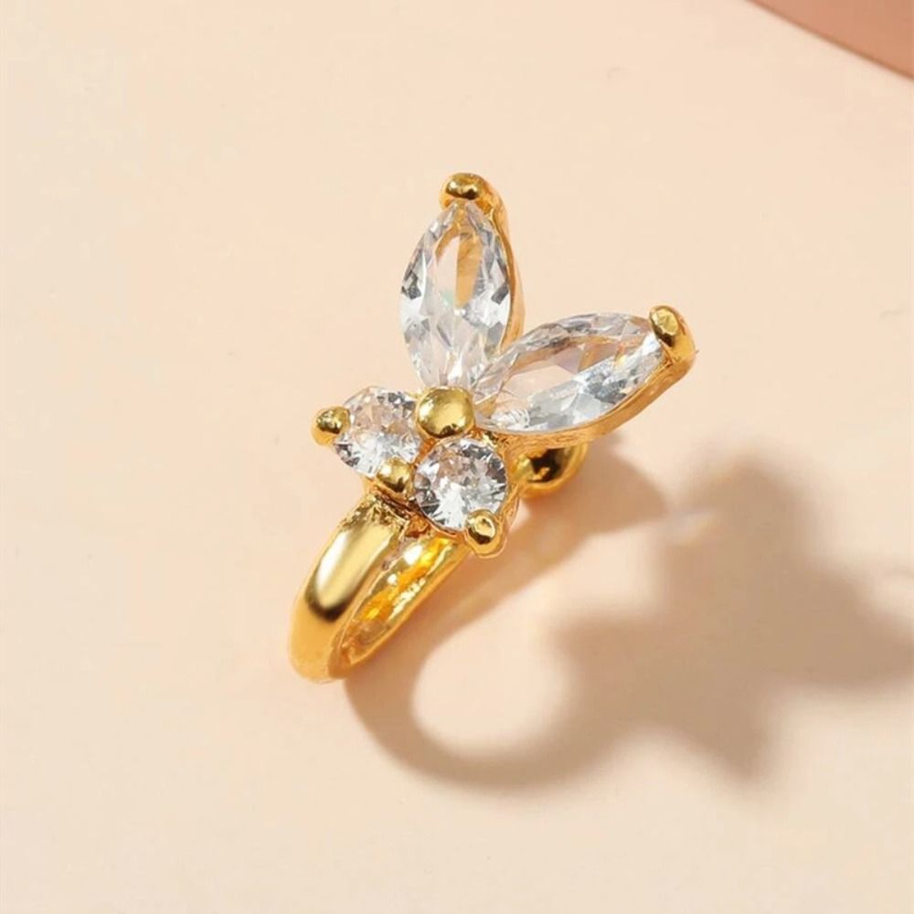 แหวนจมูกรูปผีเสื้อประดับเพชรซิ - Body Jewelry Ear Piercing บทวิจารณ์และราคา