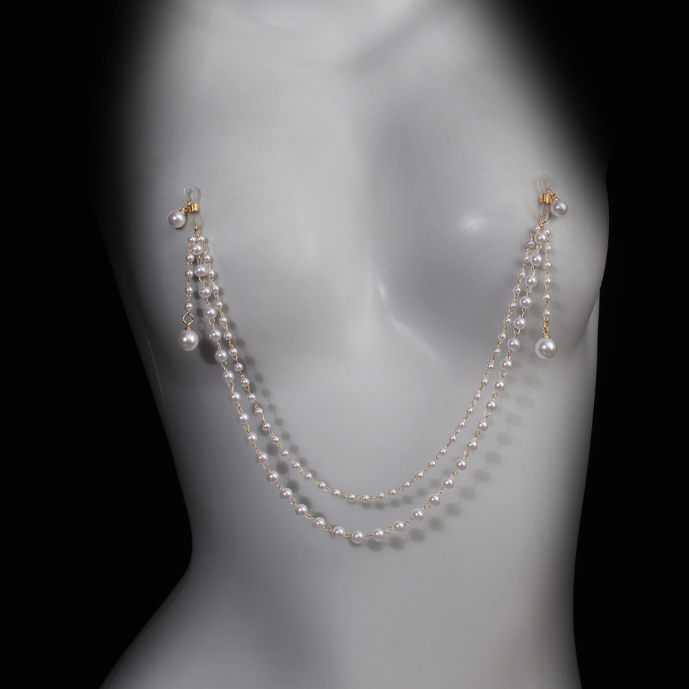 สร้อยคอประดับมุกเทียมแบบพู่ห้อ - Body Jewelry Nipple Chain บทวิจารณ์และราคา