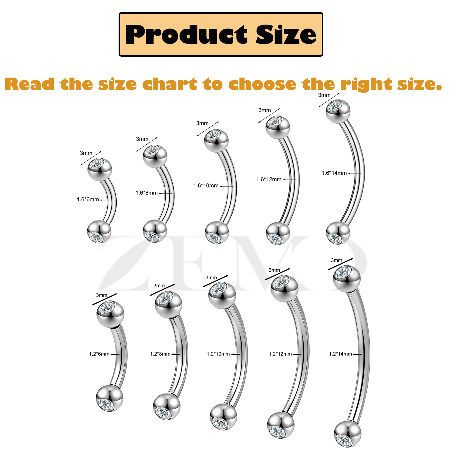 ZEMO 1 ชิ้น 14/16G แหวนสแตนเลส - Rook Curved Barbell บทวิจารณ์และราคา