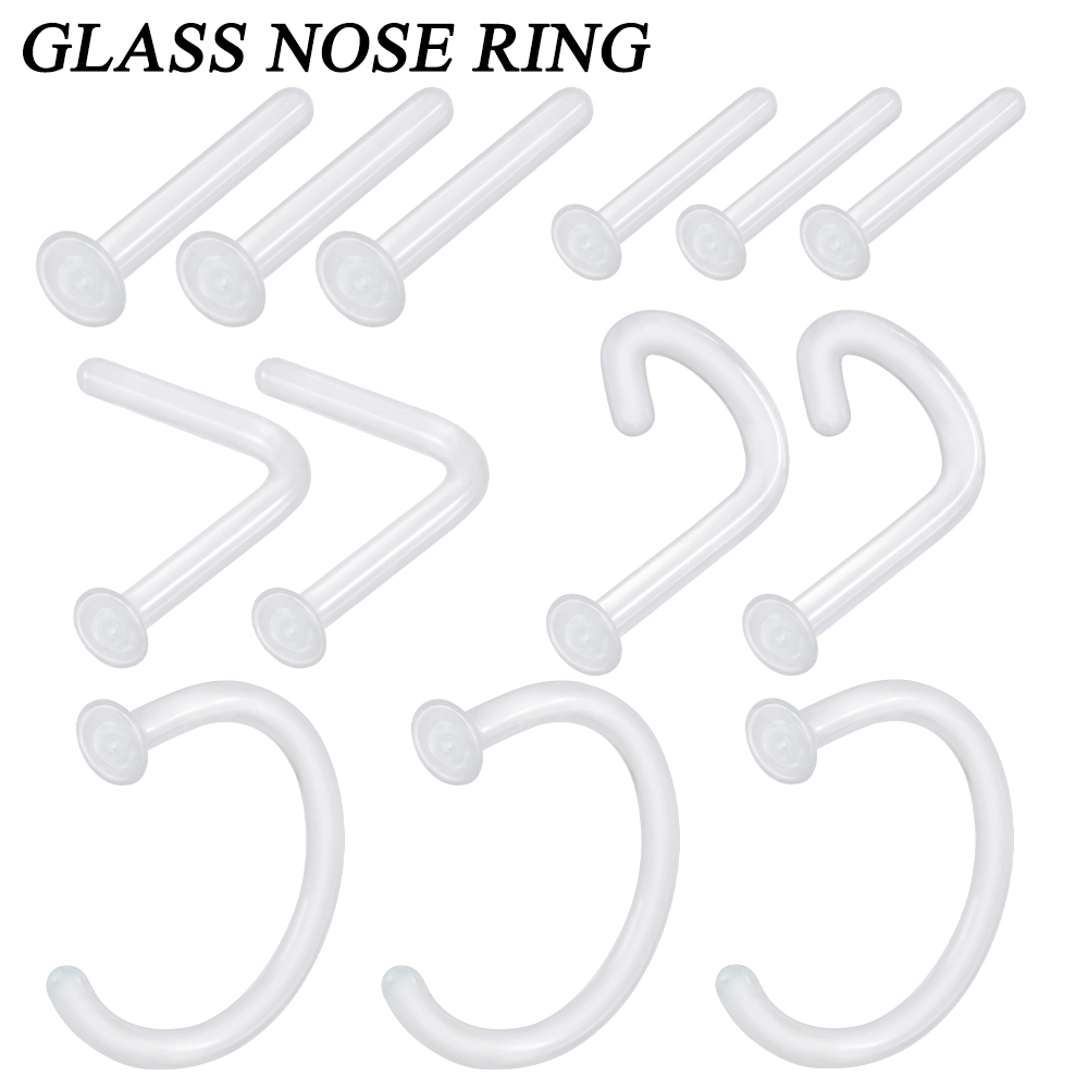 1PC Glass จมูกโปร่งใสแก้วตรงจม - Body Jewelry Storage บทวิจารณ์และราคา