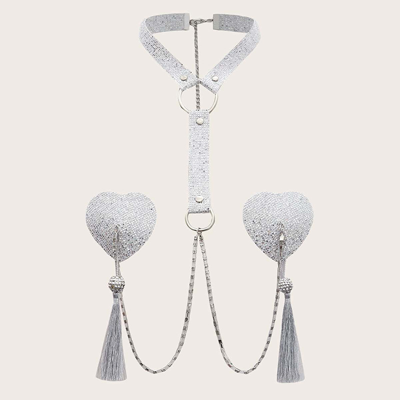 สร้อยคอประดับเลื่อมรูปหัวใจสไต - Body Jewelry Nipple Chain บทวิจารณ์และราคา