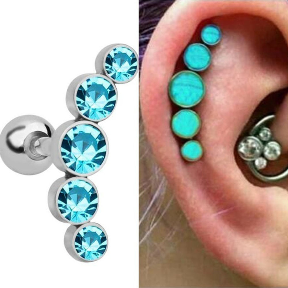 ต่างหูแฟชั่นคริสตัลอัญมณีโอปอล - Body Jewelry Ear Piercing บทวิจารณ์และราคา
