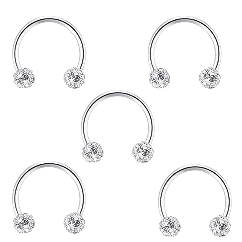 5 PC สแตนเลสสตีล Rhinestone Ba - Body Jewelry Metal Types บทวิจารณ์และราคา