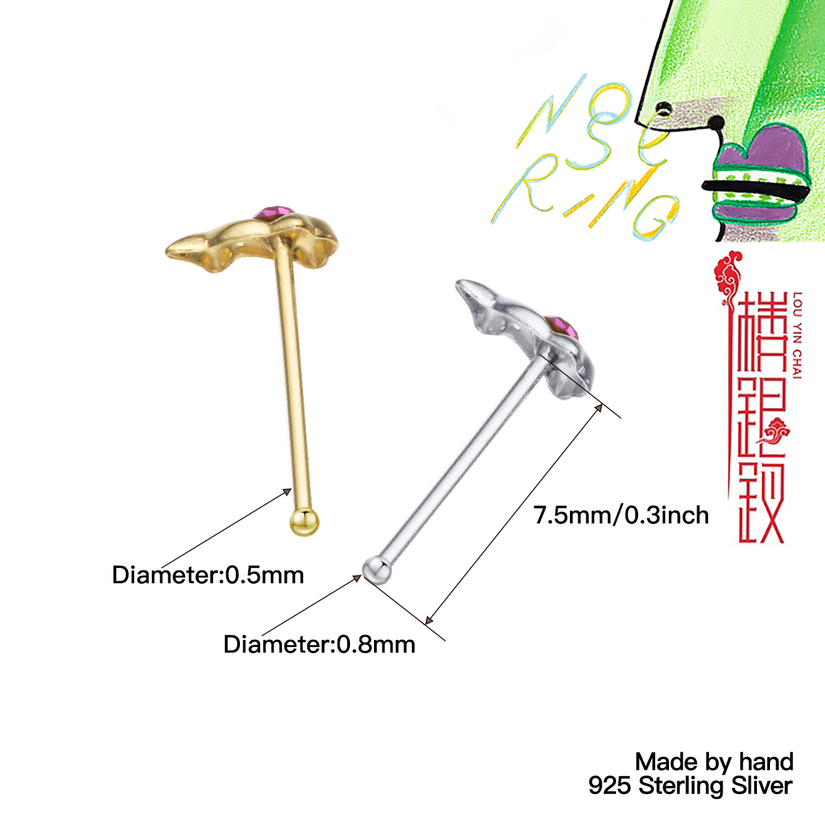 925 เงินสเตอร์ลิงมินิน่ารัก Do - Body Jewelry Metal Types บทวิจารณ์และราคา