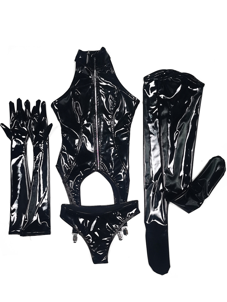 4ชิ้น/เซ็ตดูเปียก PVC Catsuit  - Body Jewelry Waterproof บทวิจารณ์และราคา
