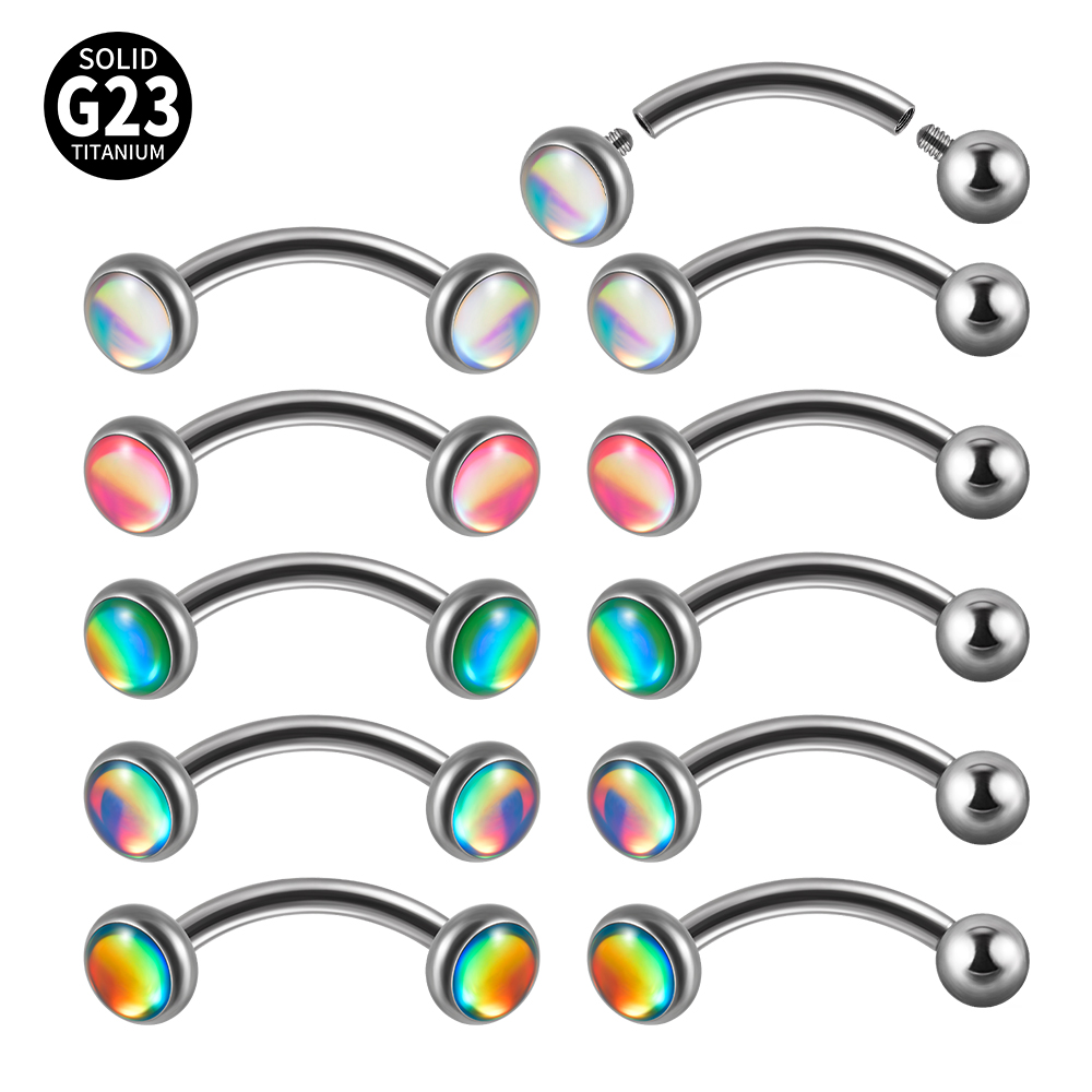 1PC G23 TItanium 16G แฟลชอัญมณ - Rook Curved Barbell บทวิจารณ์และราคา