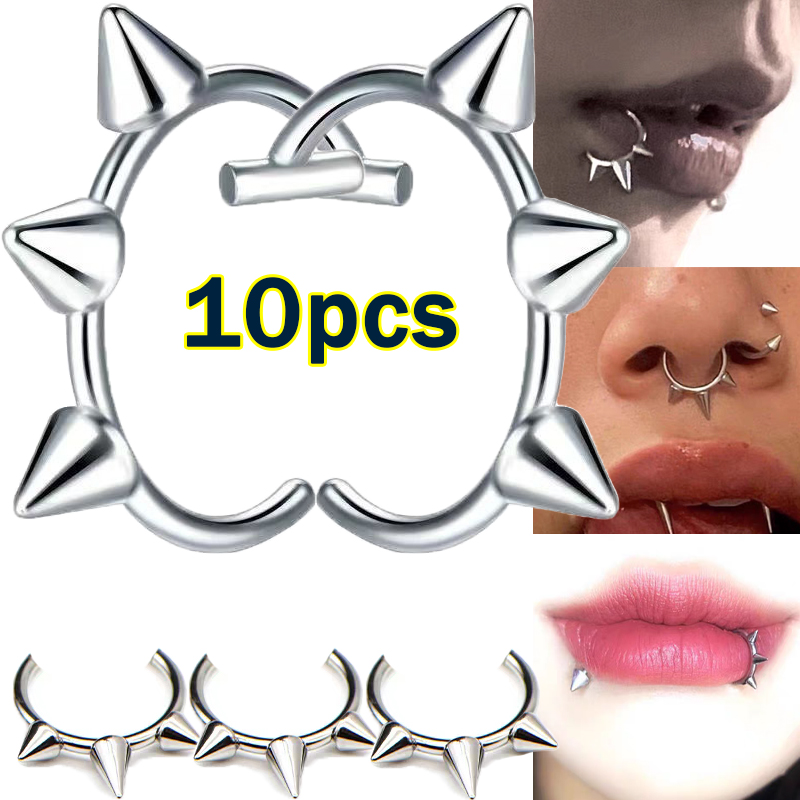 10pcs Punk แหวนจมูกหนึ่งเล็บ D - Body Jewelry Lip Ring บทวิจารณ์และราคา