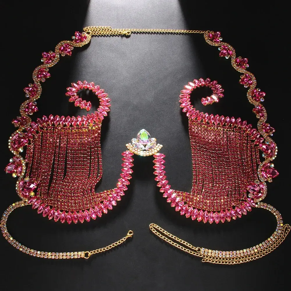 ที่ยึดหน้าอกคริสตัลสีชมพูสำหรั - Body Jewelry Chest บทวิจารณ์และราคา
