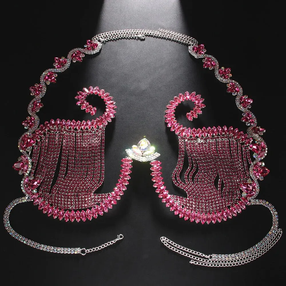 ที่ยึดหน้าอกคริสตัลสีชมพูสำหรั - Body Jewelry Chest บทวิจารณ์และราคา