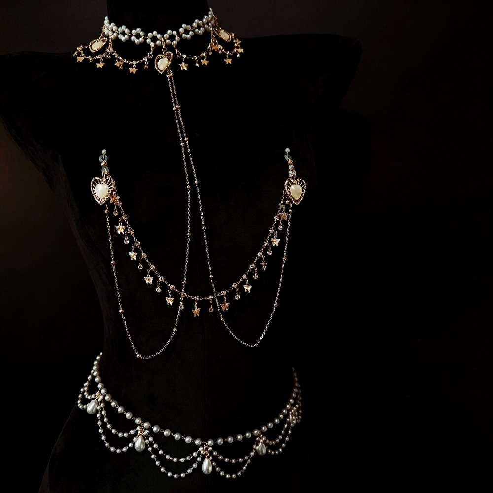 สร้อยคอไข่มุกประดับเพชร จี้รูป - Body Jewelry Nipple Chain บทวิจารณ์และราคา