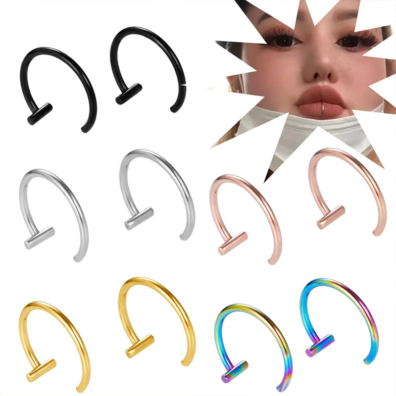 ต่างหูแบบครึ่งวงกลม 18G ทำจากเ - Body Jewelry Lip Ring บทวิจารณ์และราคา