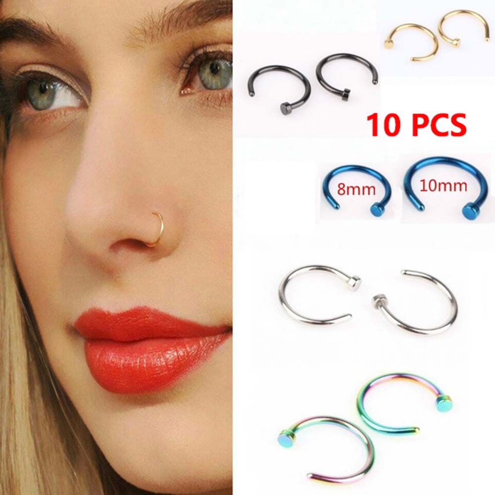 10 ชิ้น ต่างหูสแตนเลสบางสำหรับ - Body Jewelry Lip Ring บทวิจารณ์และราคา