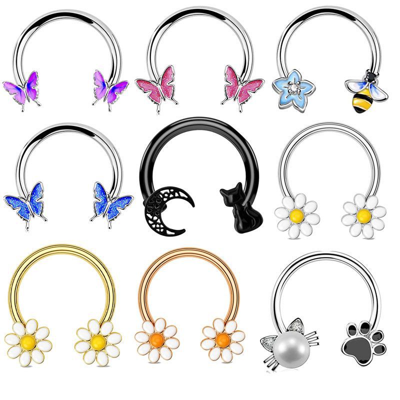 แหวนเจาะจมูก 16G แบบวงแหวน ทำจ - Body Jewelry Ear Piercing บทวิจารณ์และราคา