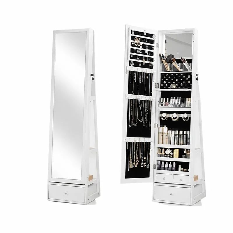 กระจกตั้งพื้นแบบหมุนได้พร้อมตู - Body Jewelry Storage บทวิจารณ์และราคา