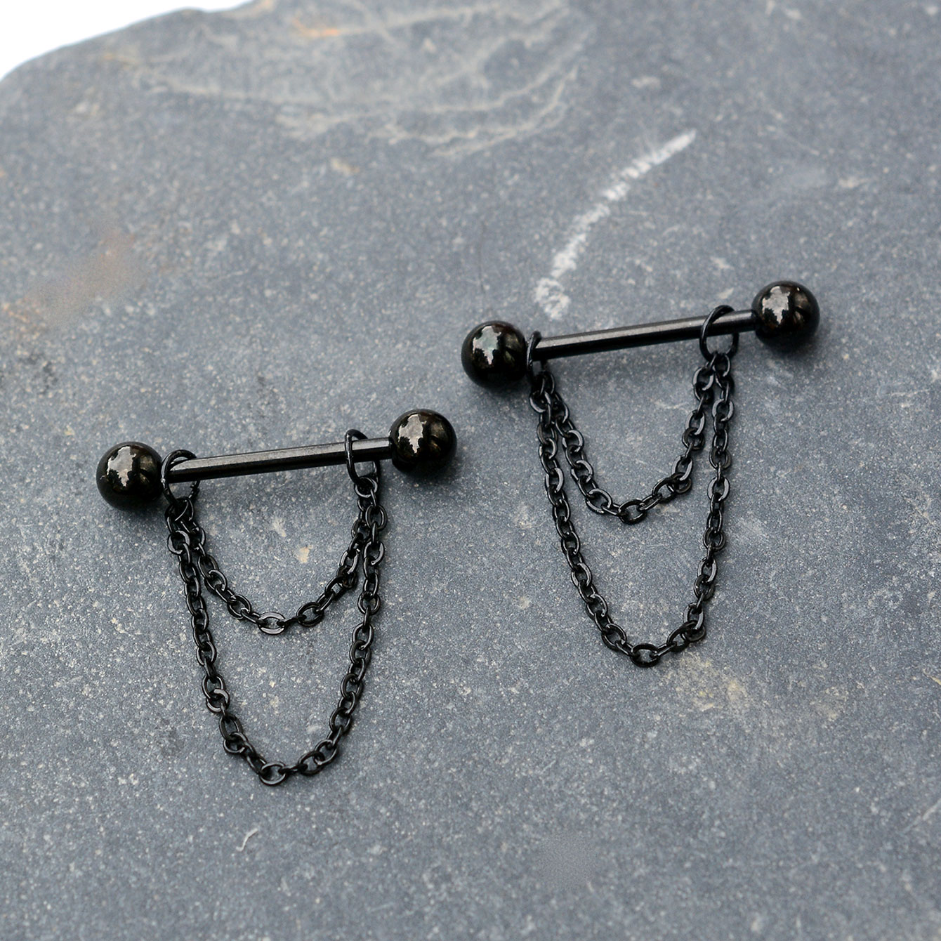 14g สีดำ Punk เจาะหัวนม barbel - Body Jewelry Nipple Chain บทวิจารณ์และราคา